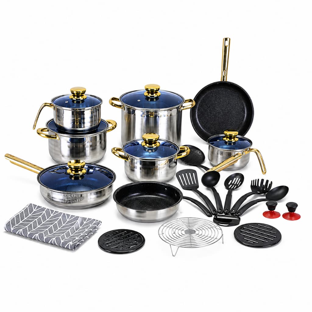 Jogo De Panela Aço Inox 23 Peças Completa Alemã Fogão Induçao E Gas
