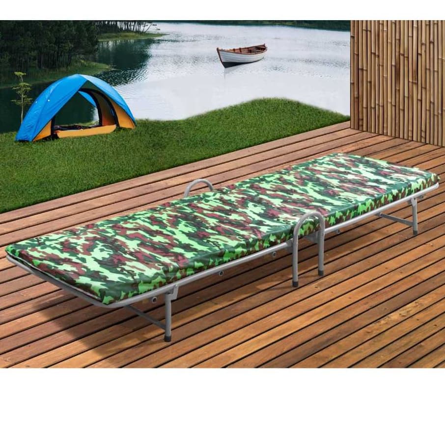Cama Dobrável De Solteiro Prata Com Colchão Imbutido Para Camping Pescaria Descanso Barata