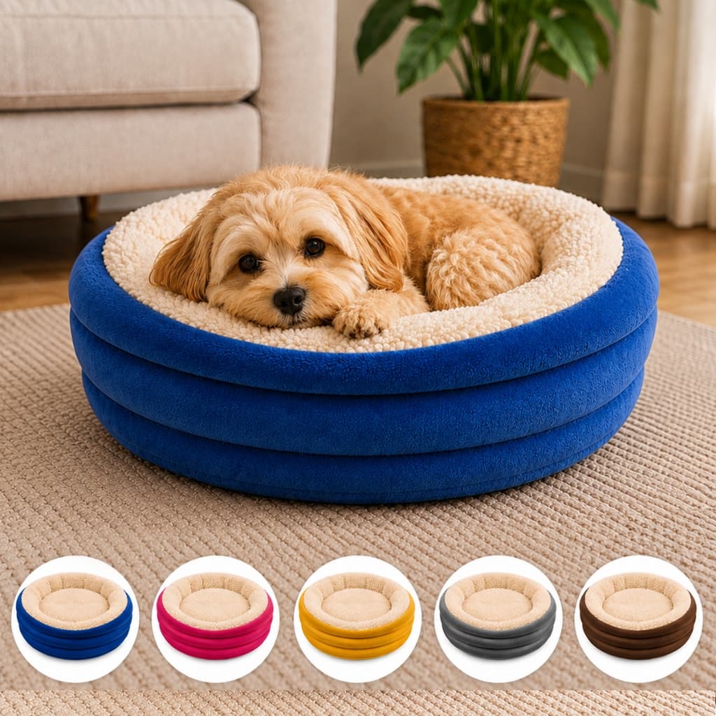 Caminha Redonda Pets Sherpa para Cães e Gatos Macia Tamanho P 45 x 15cm Quente Confortável Cama Pet Com Pelinho