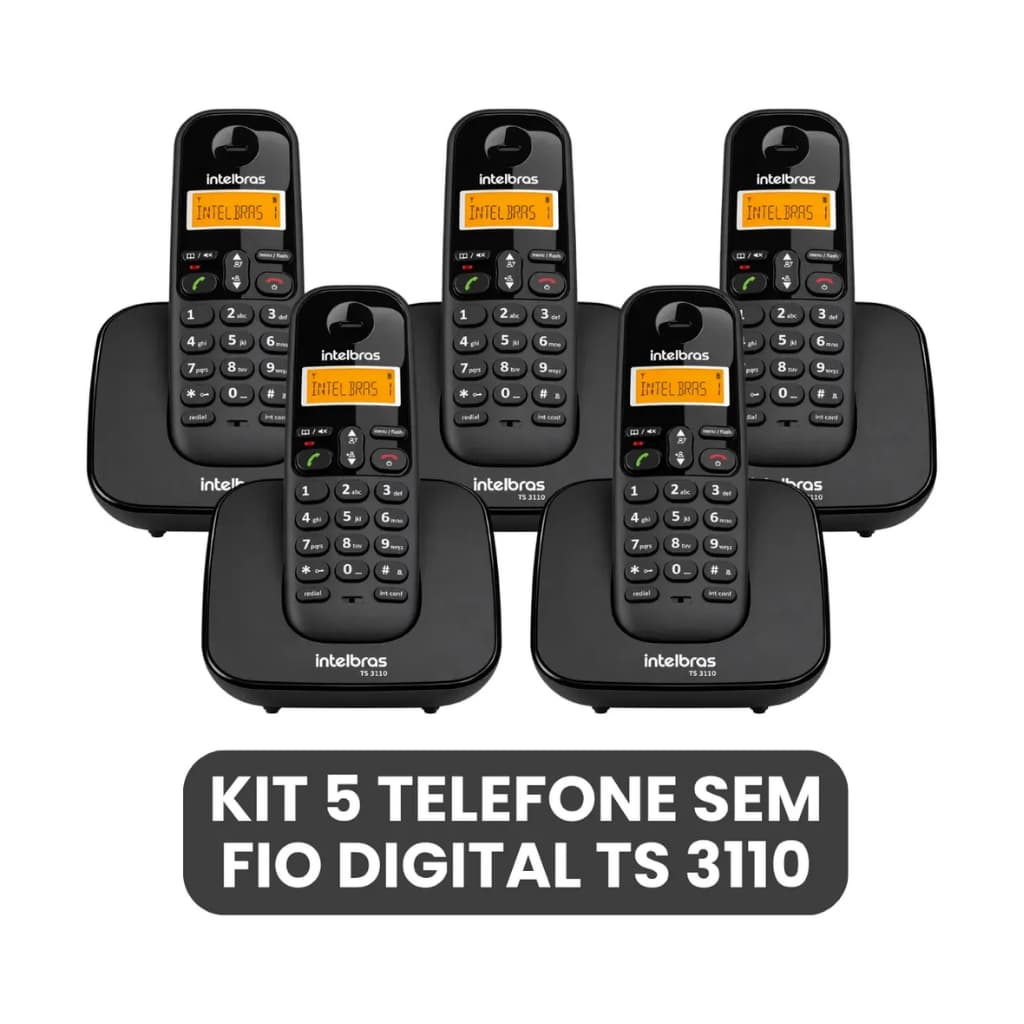 Kit 5 Telefones Sem Fio Intelbras TS 2510 DECT 6.0 Bivolt