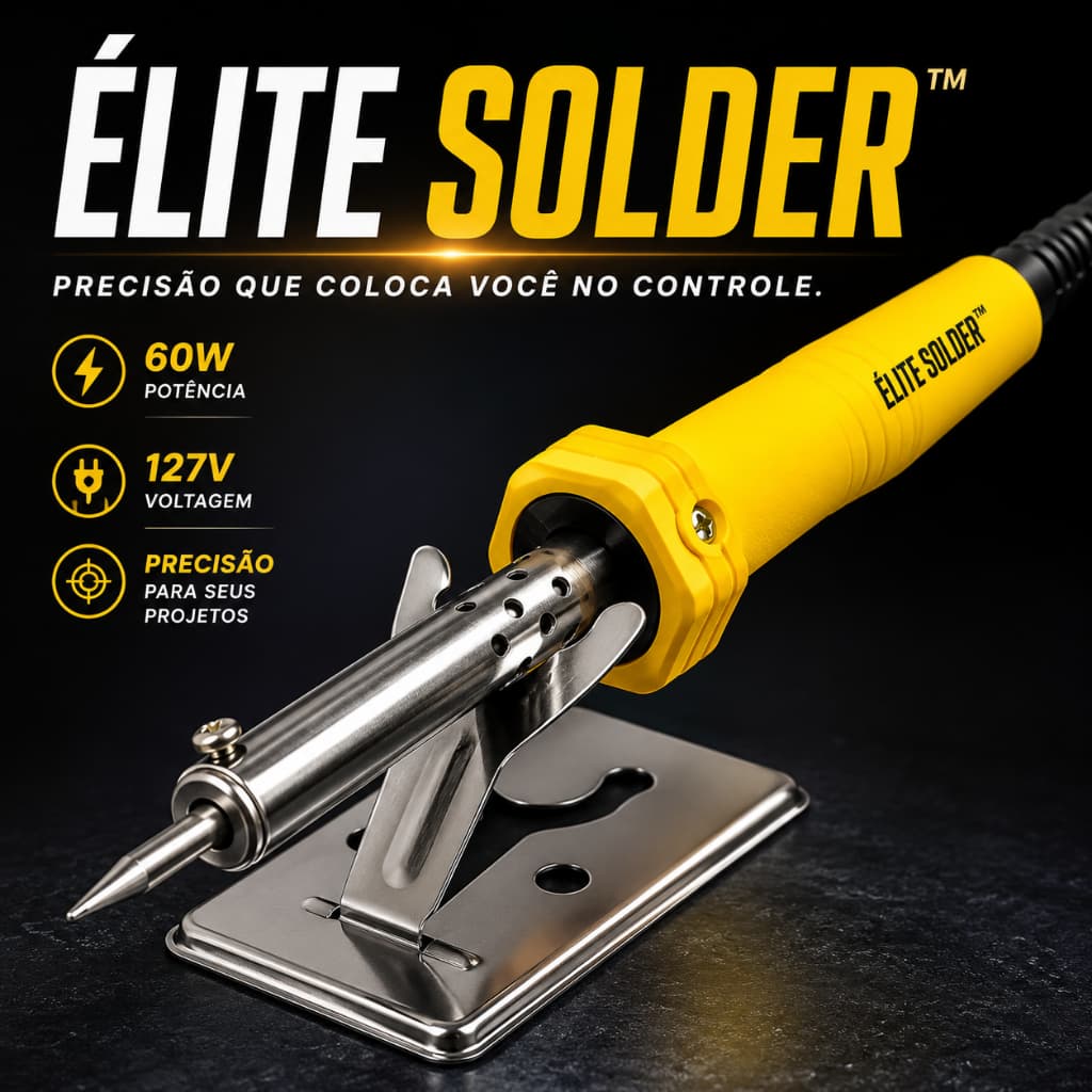 Ferro de Solda ÉLITE SOLDER 60W 127V Profissional com Suporte para Eletrônica Reparos e Soldagem