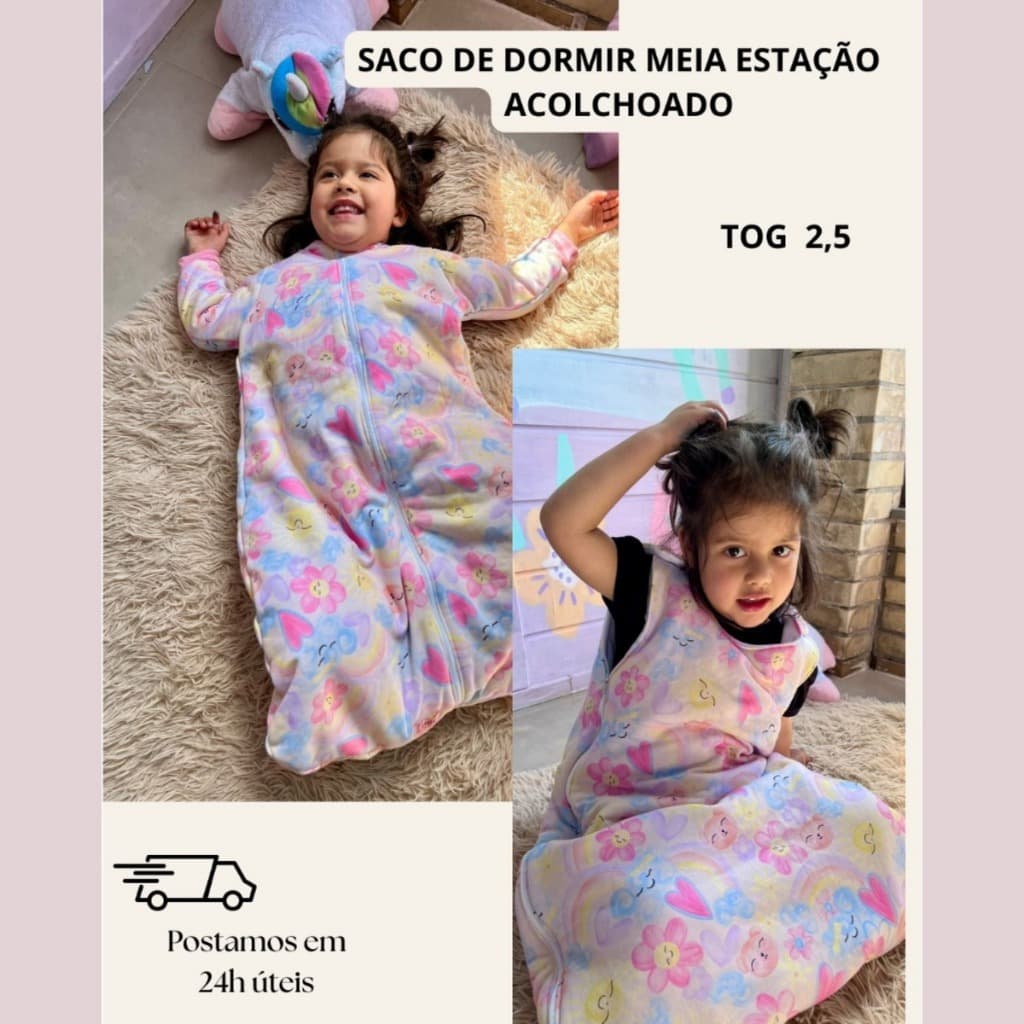 Saco de Dormir com Zíper Bebê até 18 Meses com e sem Mangas Enchimento Edredom 100% Algodão Verão