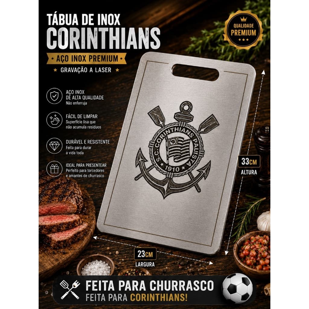 TÁBUA DE INOX PERSONALIZADA CORTE  PARA CHURRACO, PRESENTE ÁREA GOURMET