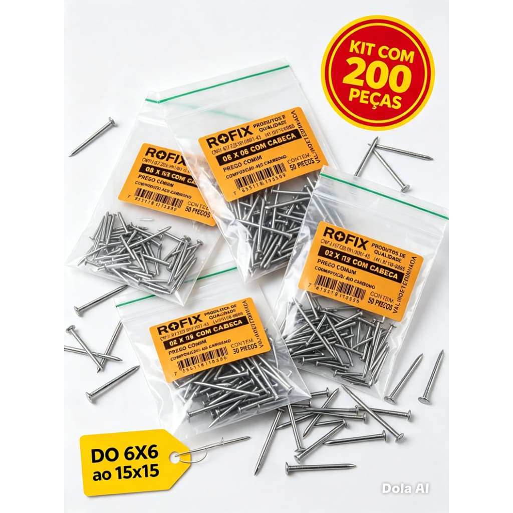 Prego Pequeno Com Cabeça Gerdau Sortidos 6x6 a 15x15 Artesanato e reparos kit com 200 peças