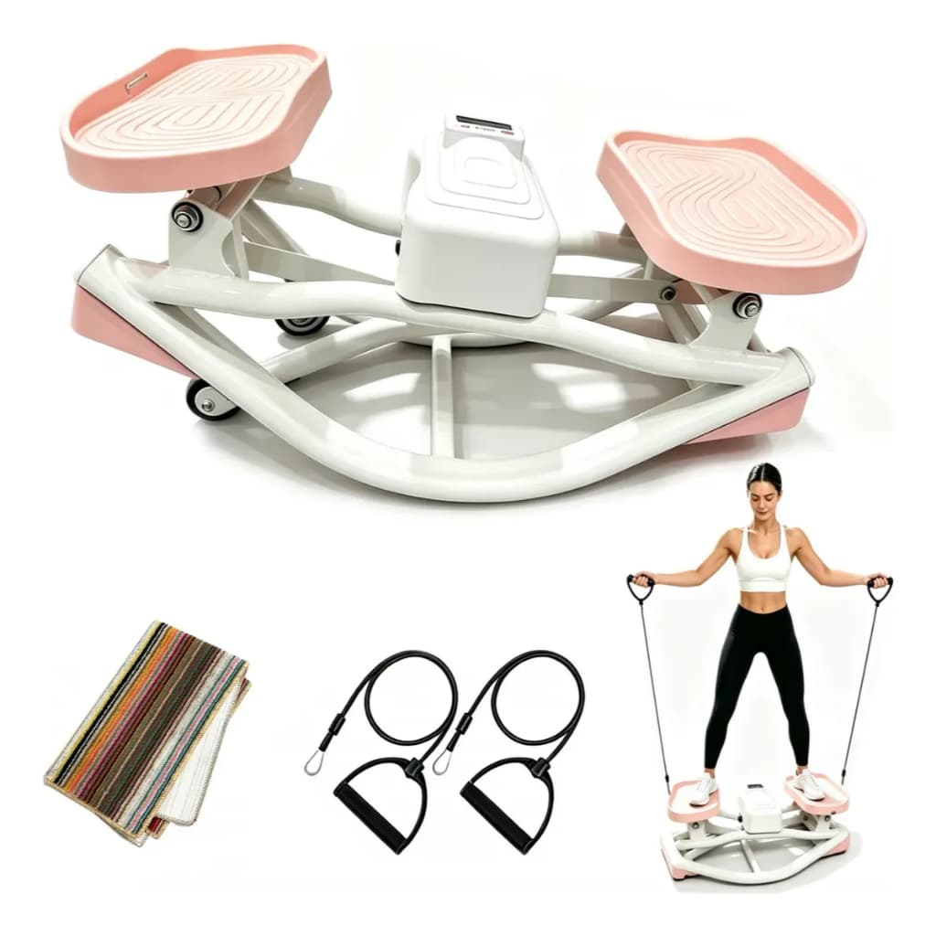 Simulador de Caminhada Formato U com Display Digital, Cordas Elásticas, Suporta até 150kg, Aparelho de Ginástica Residen