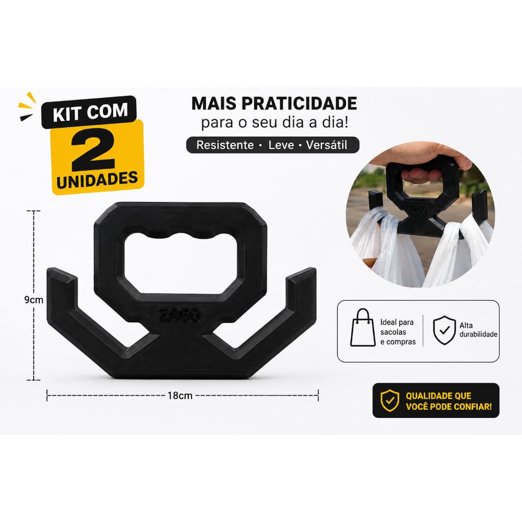 Kit 2 Suportes Carregador de Sacolas Reforçado Ergonômico