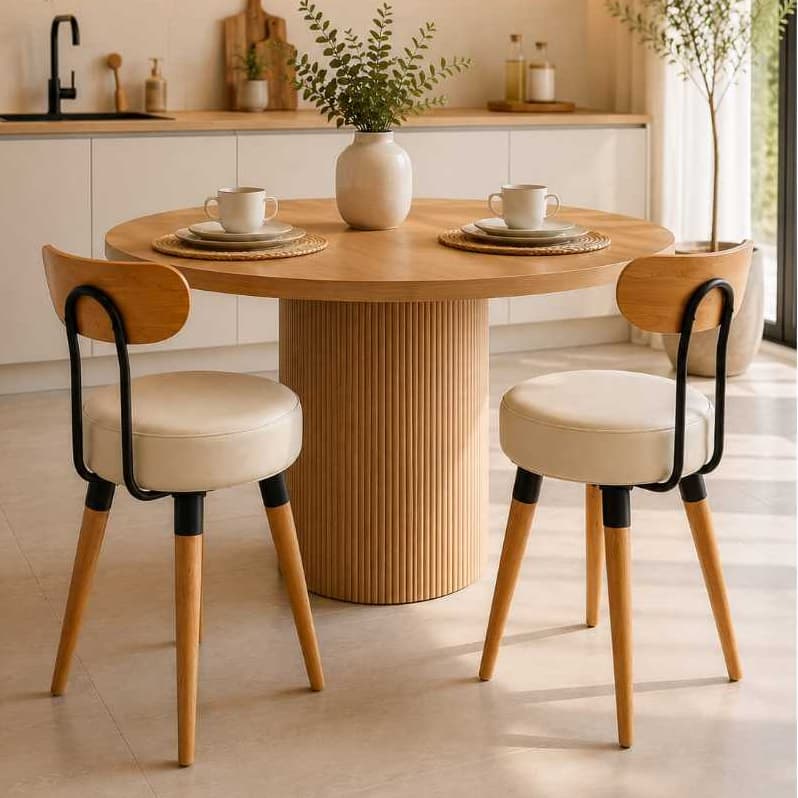 Kit Banqueta Baixa Cadeira Jantar Premium Pé Palito Cozinha Mesa Encosto Ergonomico Moderna Industrial