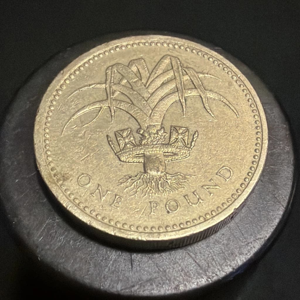Moeda 1 Pound Elizabeth 2 Pais de Gales 1985  bordo escrito em Gales origina usada conservada top