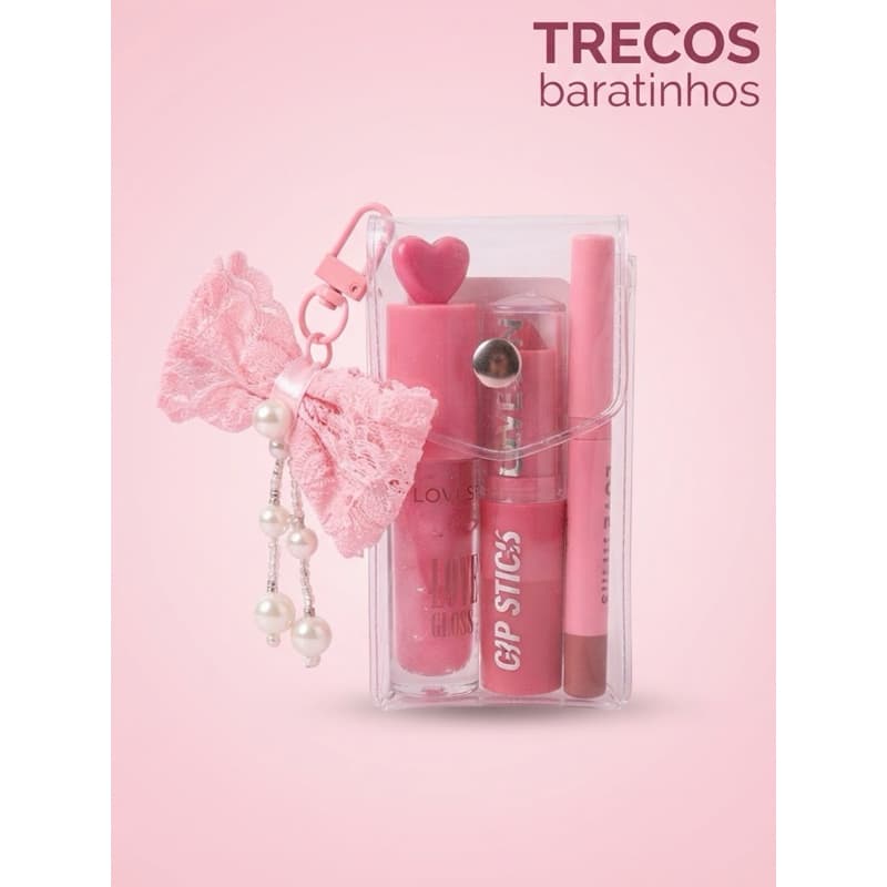 Kit Completo para Labios 💋Gloss Labial + Lip Stick + Lápis para contorno de Boca Love Rain