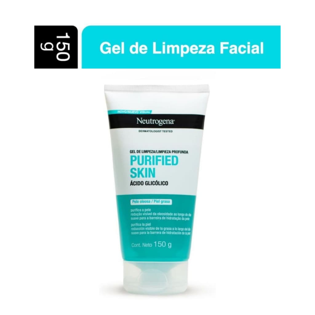 Gel Neutrogena Limpeza Profunda Purified Skin 150g - Reduz Poros e Renova a Pele