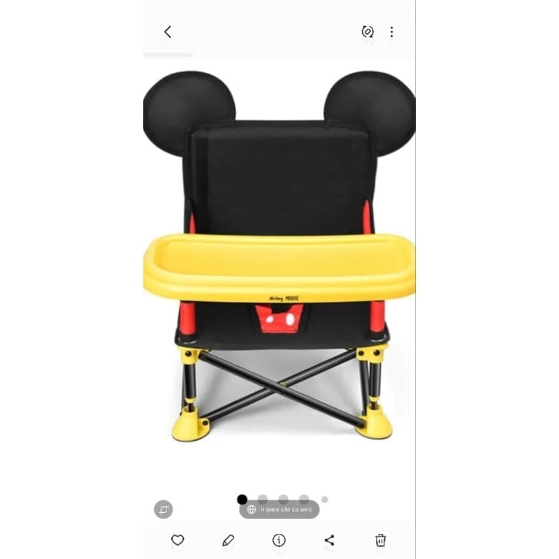 Cadeira de Alimentação Portátil Disney Popcorn - Leve, Compacta e Segura para Viajar