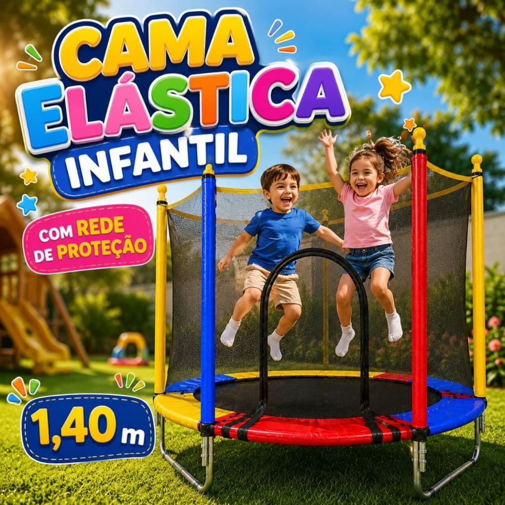 Cama Elástica Trampolim 1,40m Pular Brincar Criança 2 a 6 Anos Casa Quintal