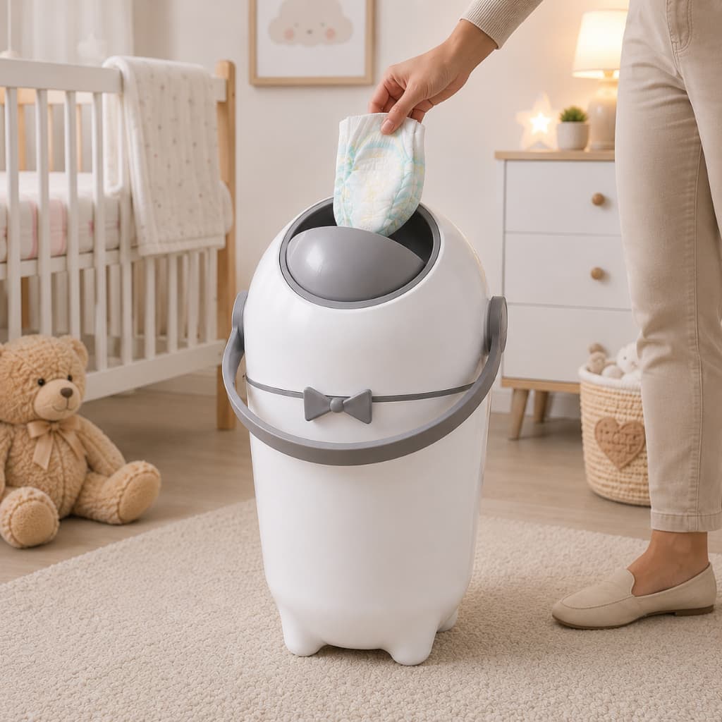 Lixeira Antiodor Fralda Bebê Tampa Giratória 10 Litros Branca Banheiro Quarto Infantil