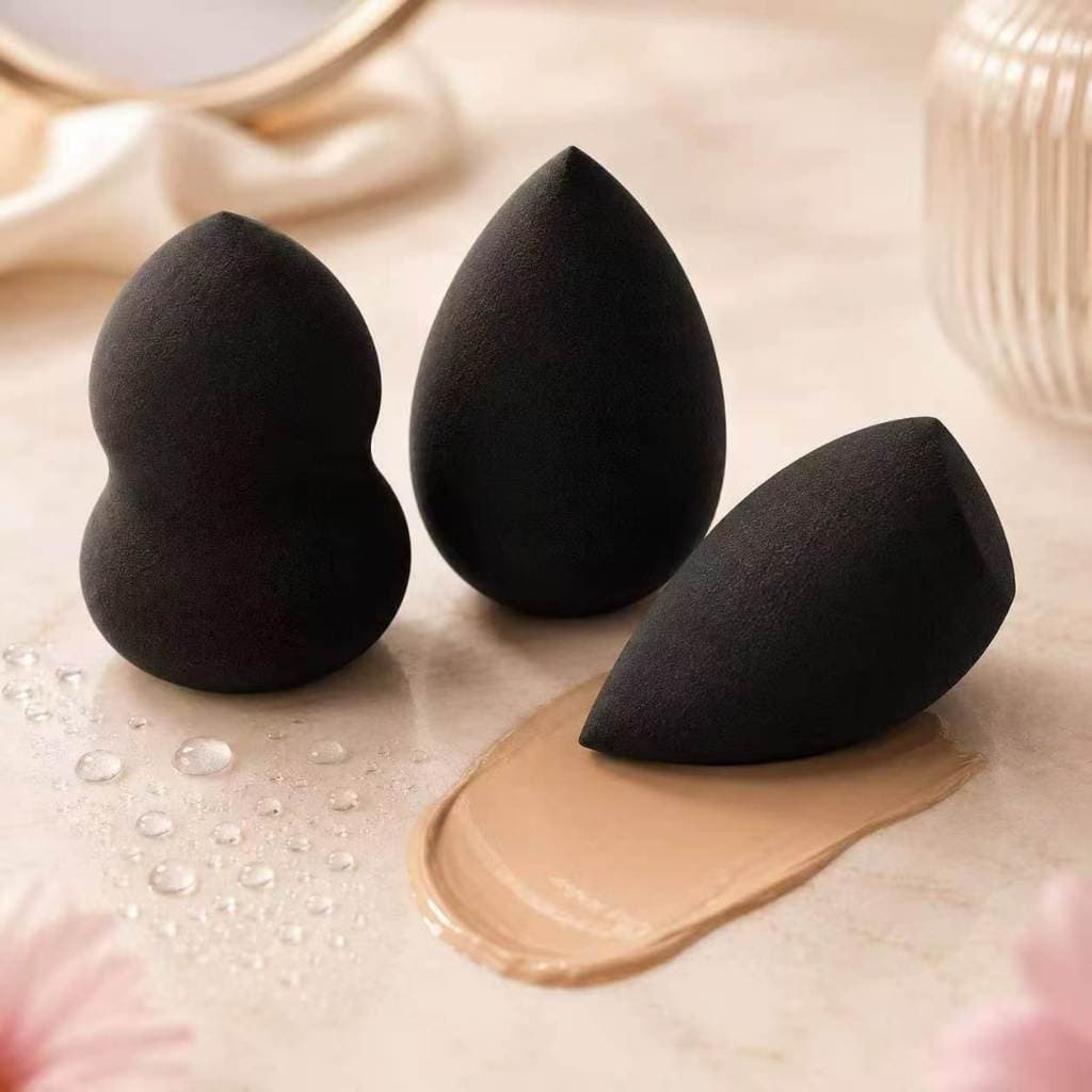Kit 12 Esponjas para Maquiagem Pretas com Caixinha Individual | Esponja Gota para Base, Corretivo e Pó | Mini Atacado