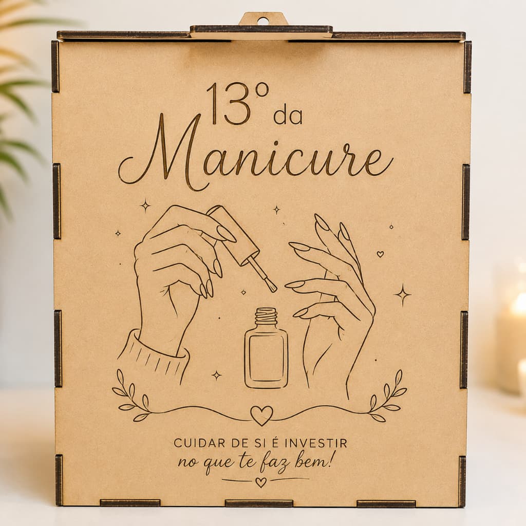 13 Décimo terceiro da manicure quadro caixa cofre moedas dinheiro caixinha quadro cofre manicure