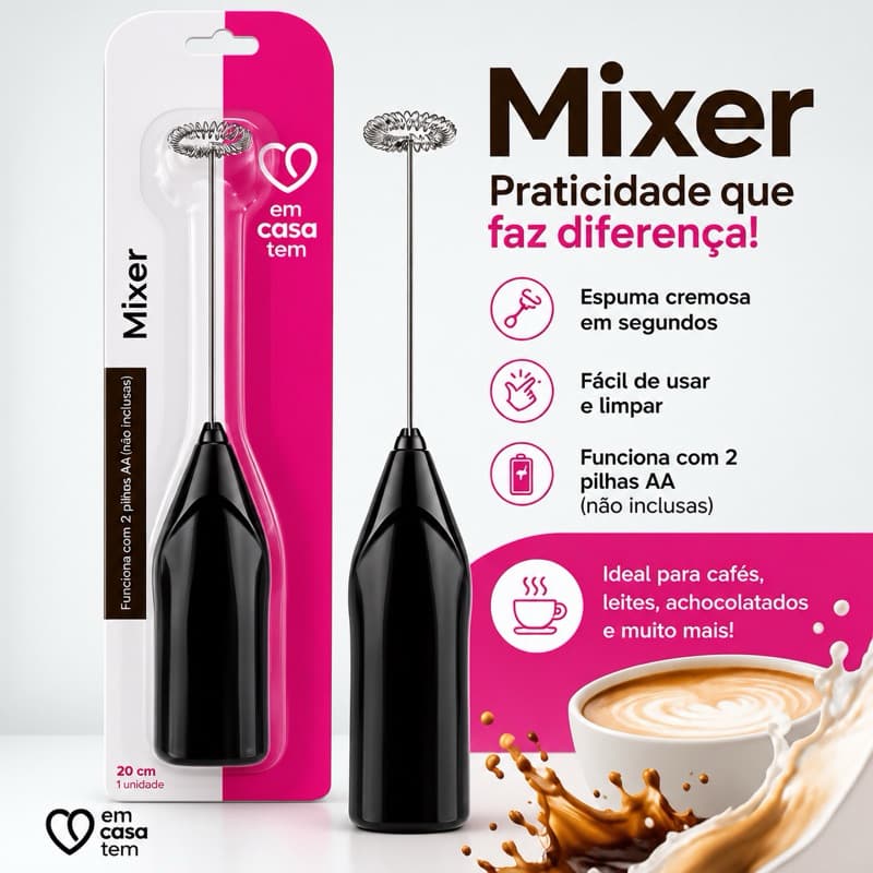 Mixer Portátil Elétrico para Café e Cappuccino | Espuma de Leite Profissional, Mini Batedor Espumador Recarregável