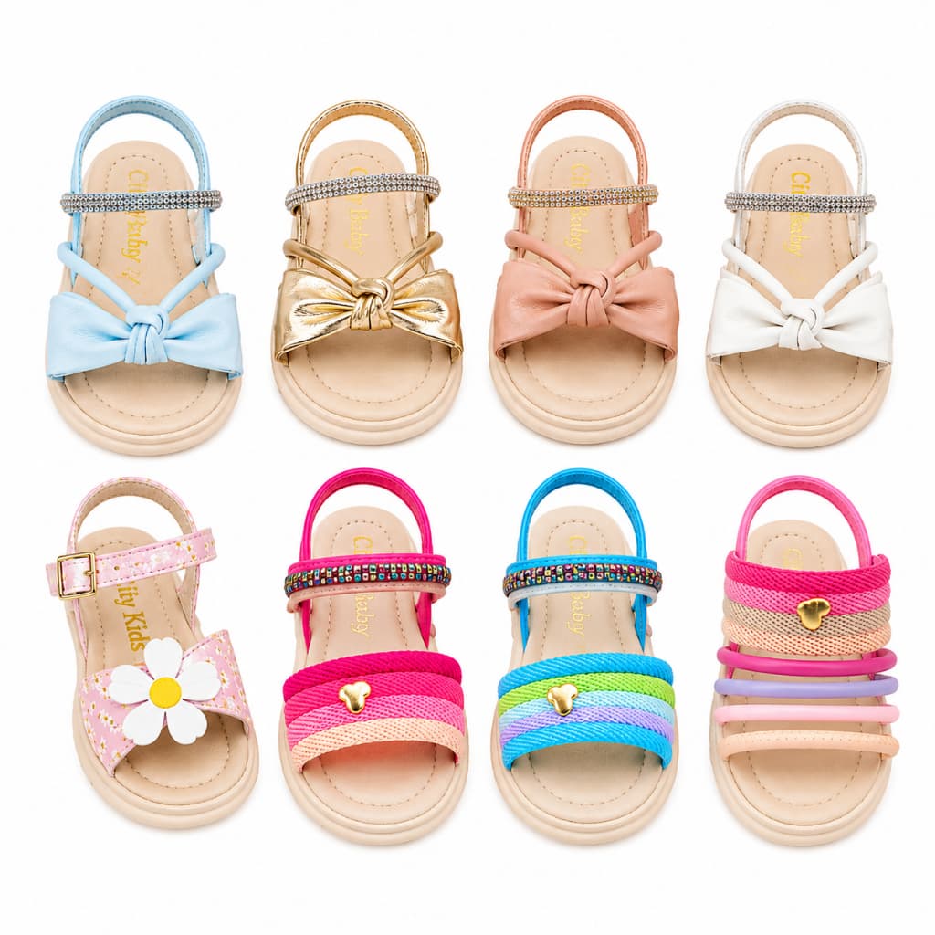 Sandália Infantil Menina Cores Strass Elástico Feminina Brilho Criança Promoção Confortável Dia a Dia