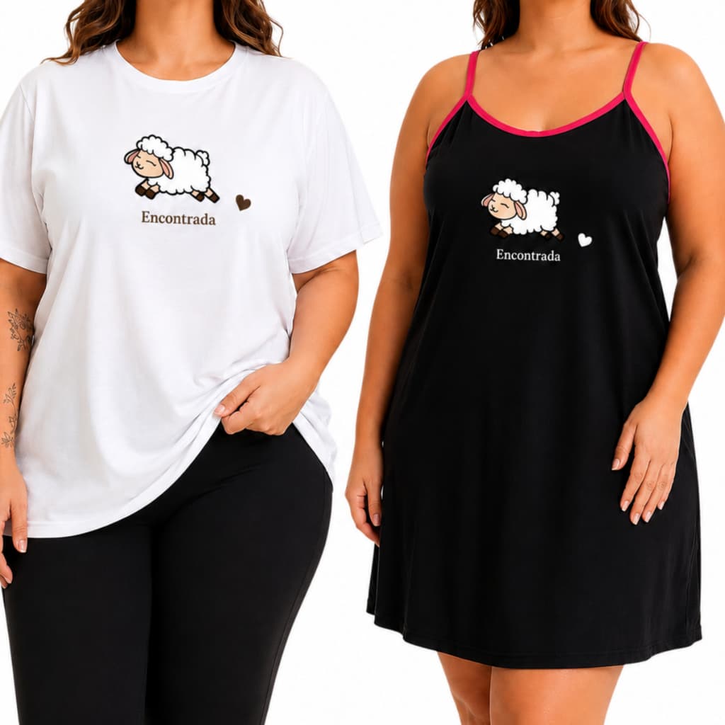 Camiseta Feminina Plus Size Cristã Gospel Ovelha Encontrada Blusa Camisola Confortável G1 G2 G3