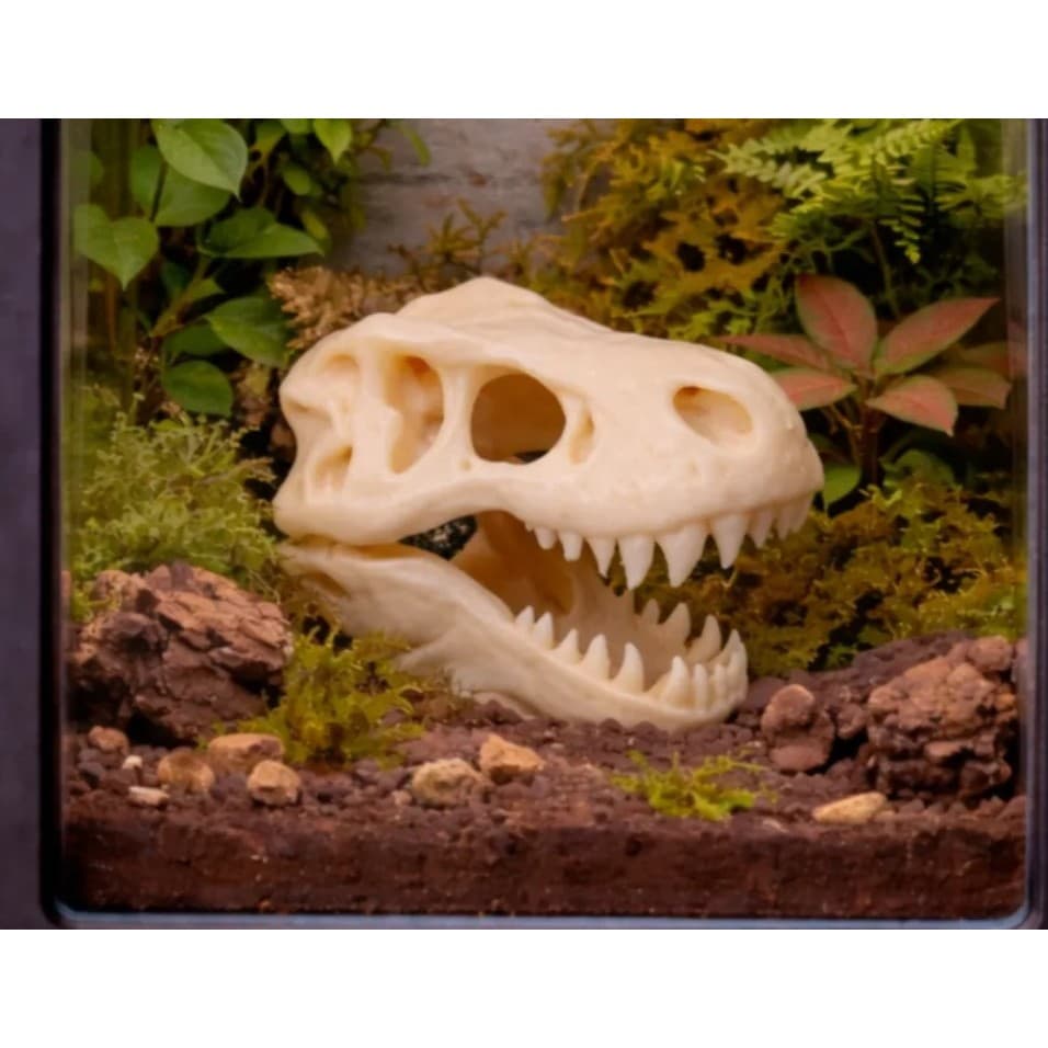 Mini Crânio de Dinossauro T-Rex Decorativo Para Terrário Aquário - Atóxico, Compatível com Biologia Aquática