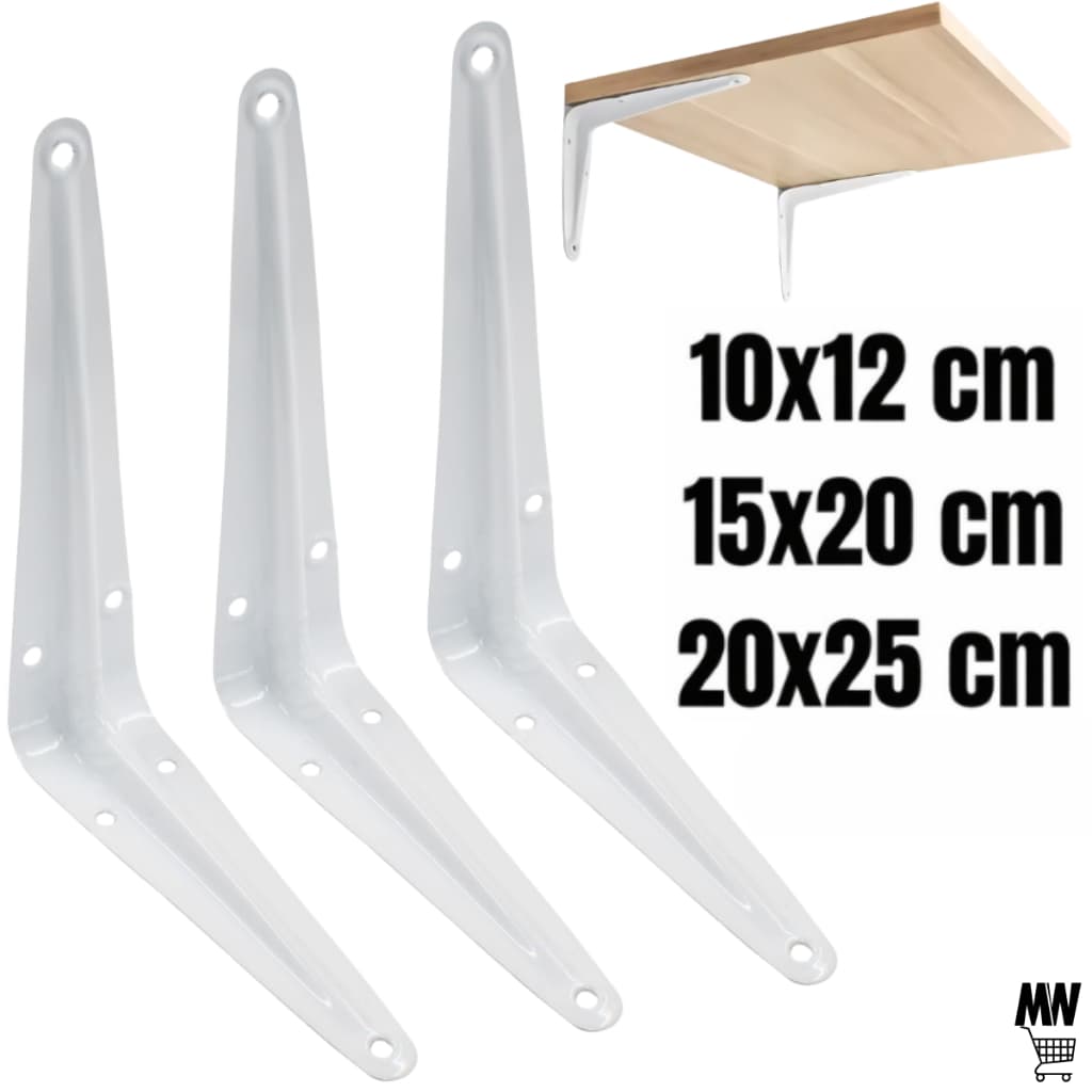 Kit 2 a 20 Suportes Mão Francesa 10x12/15x20/20x25cm - Para Prateleira Tábua Cantoneira Reforçada