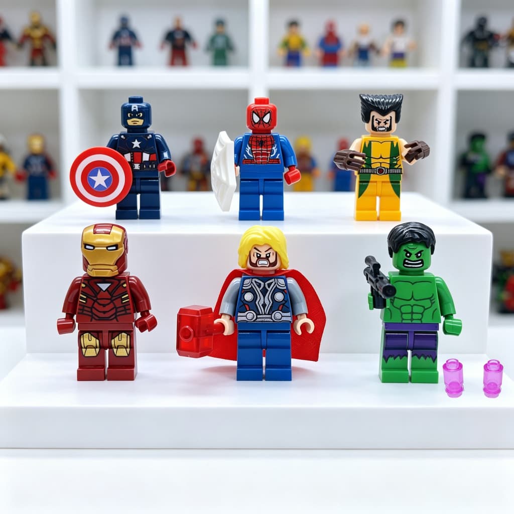 Kit Bonecos Bloco Temáticos Várias Quantidades Brinquedo Montável Colecionável Presente Infantil Decoração Mesa Brinqued