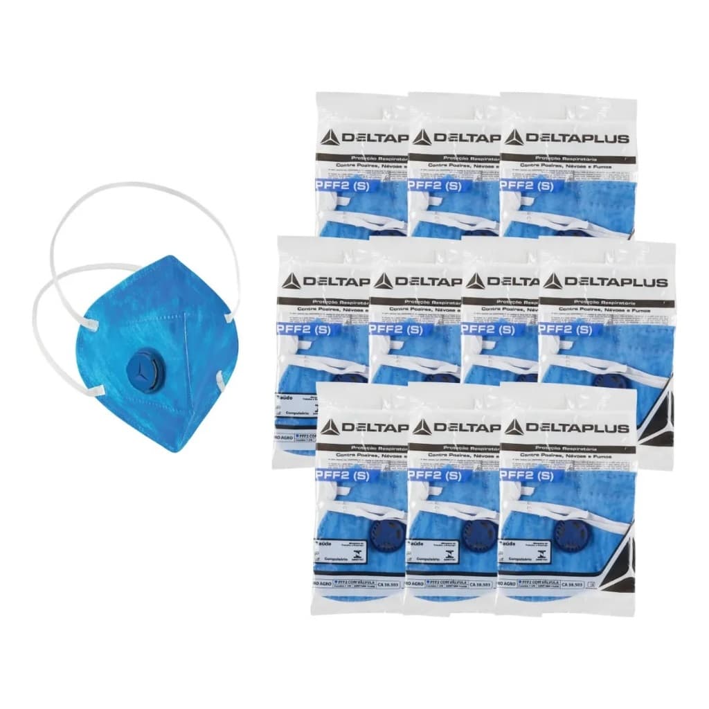 Kit 10 Máscara De Proteção Pff2 Delta Plus Com Válvula
