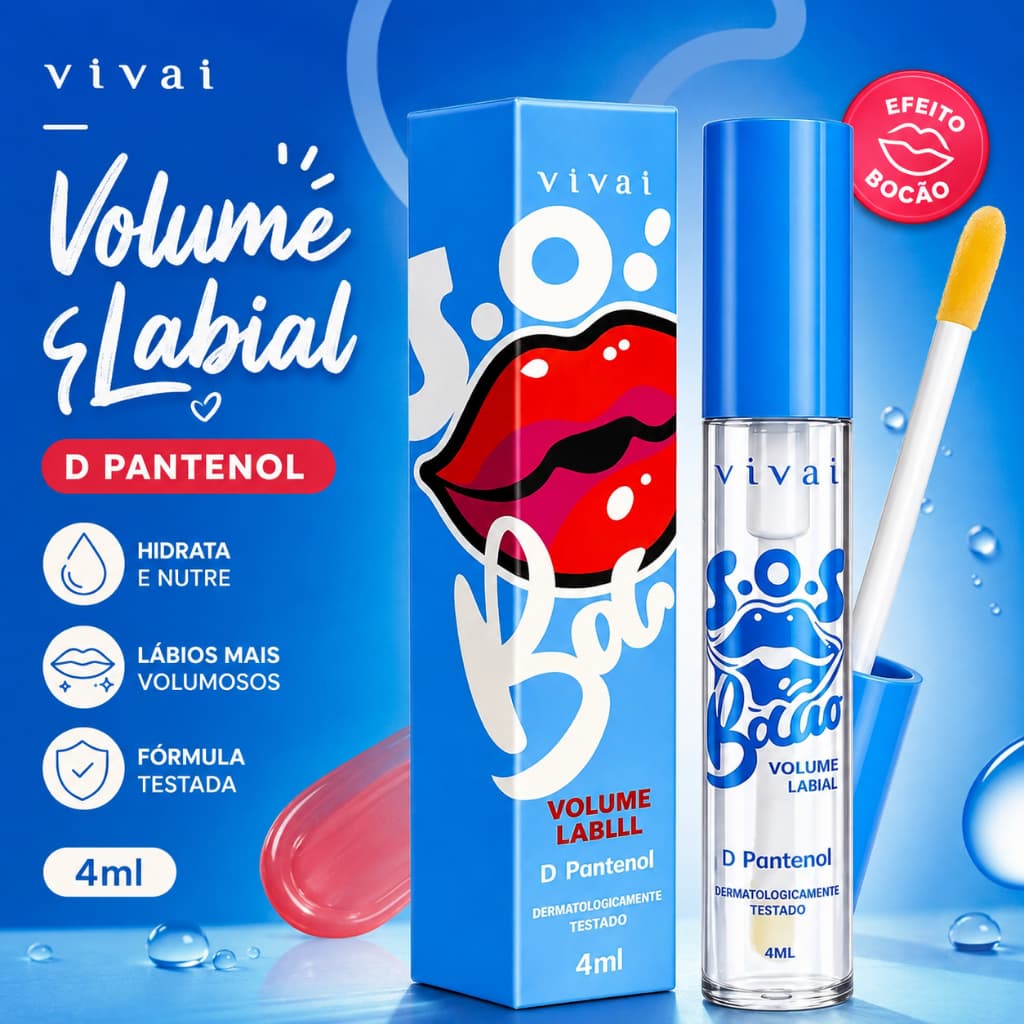 Gloss Labial Vivai S.O.S Bocão - Volume e Hidratação com D-Pantenol, 5ml