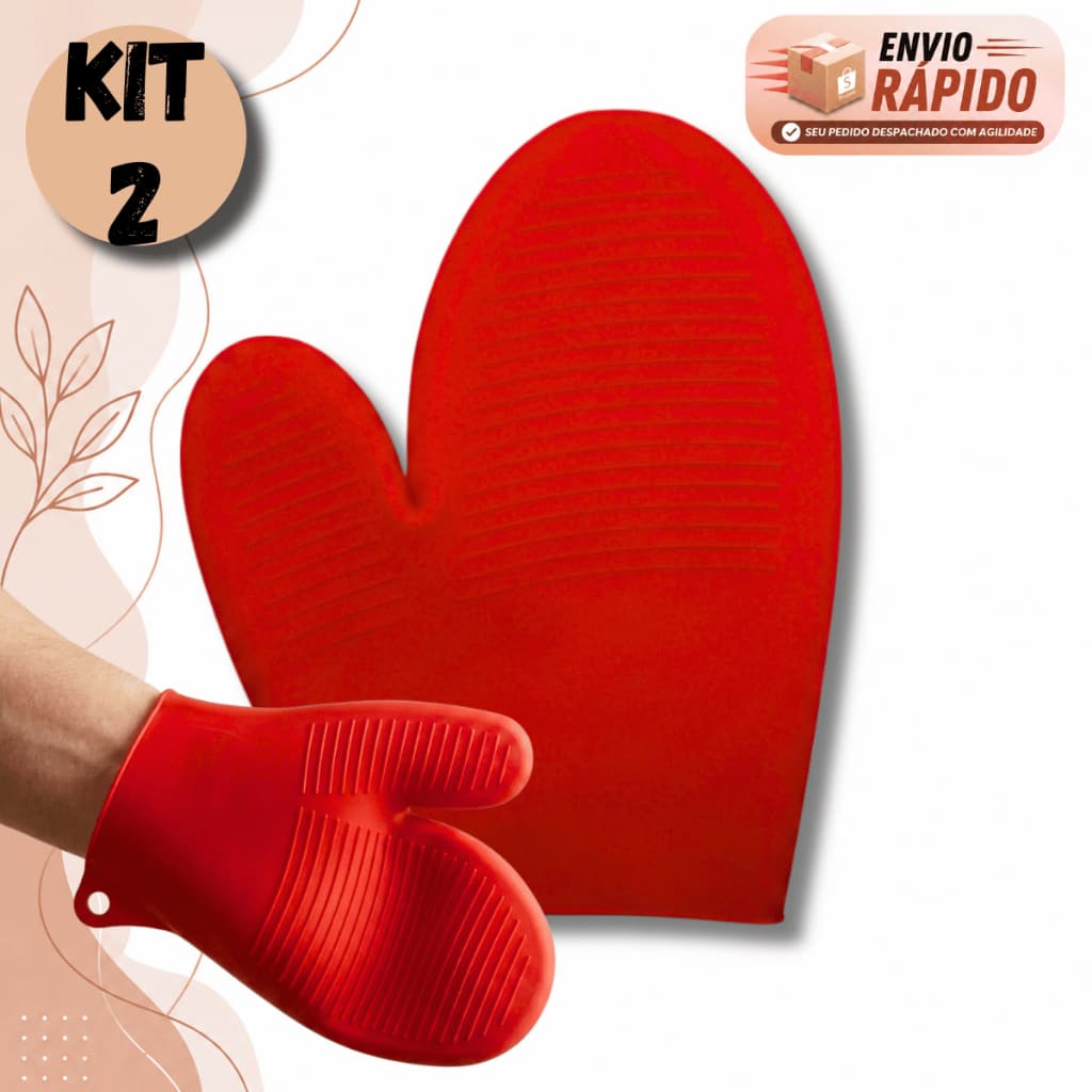 Kit Luvas Térmicas De Silicone Para Forno Fogão Antiderrapante Resistente Cozinha Restaurante E Confeitaria