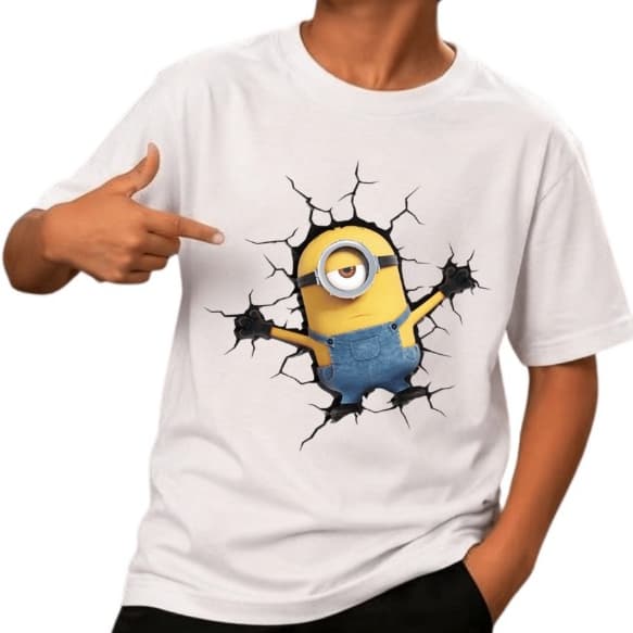 Camiseta  Minions infantil Menino Algodão Premium Manga Curta Estampada