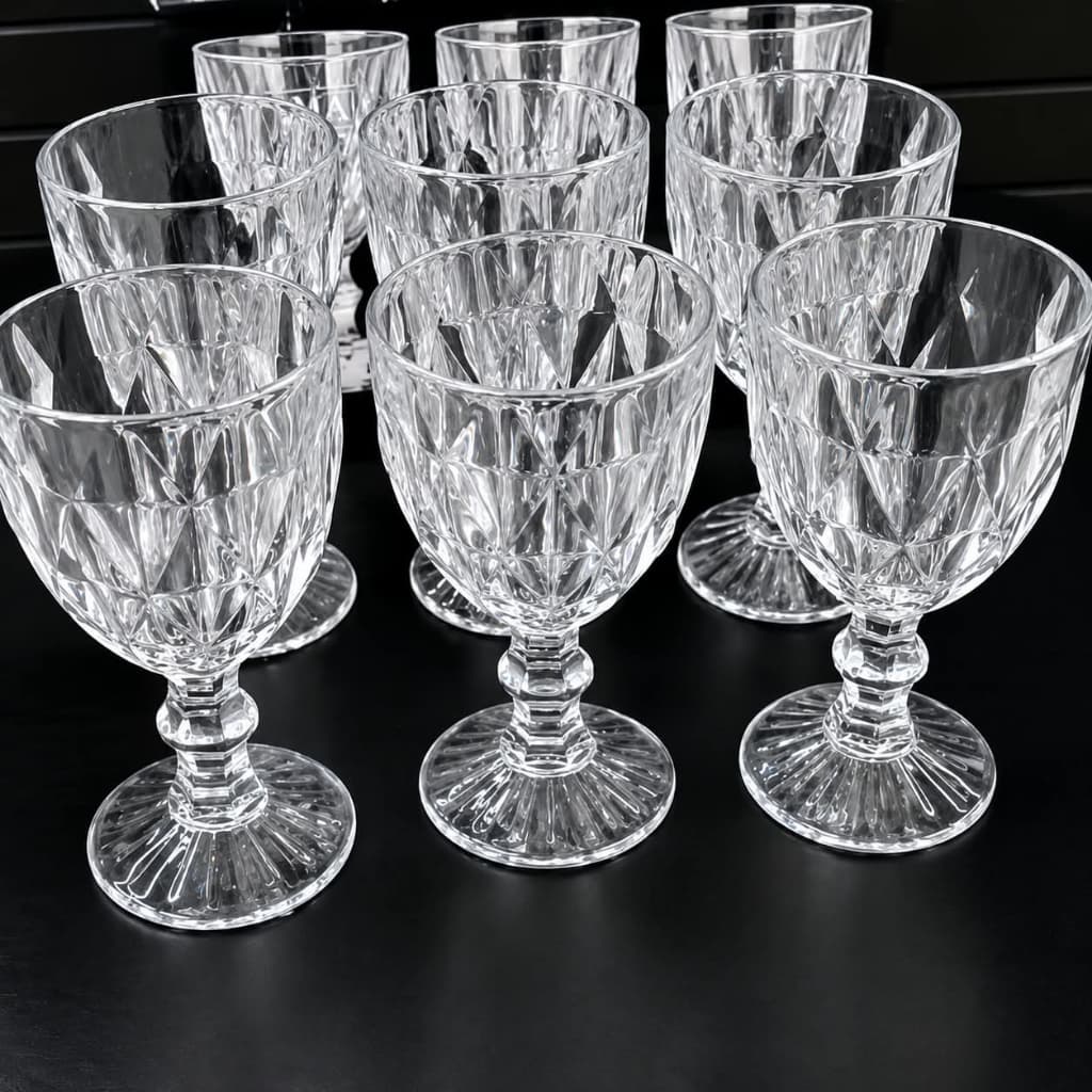 Jogo com 6 Taças  de Vidro Luxo Transparente Greek 340ml Rico em detalhes Novidade
