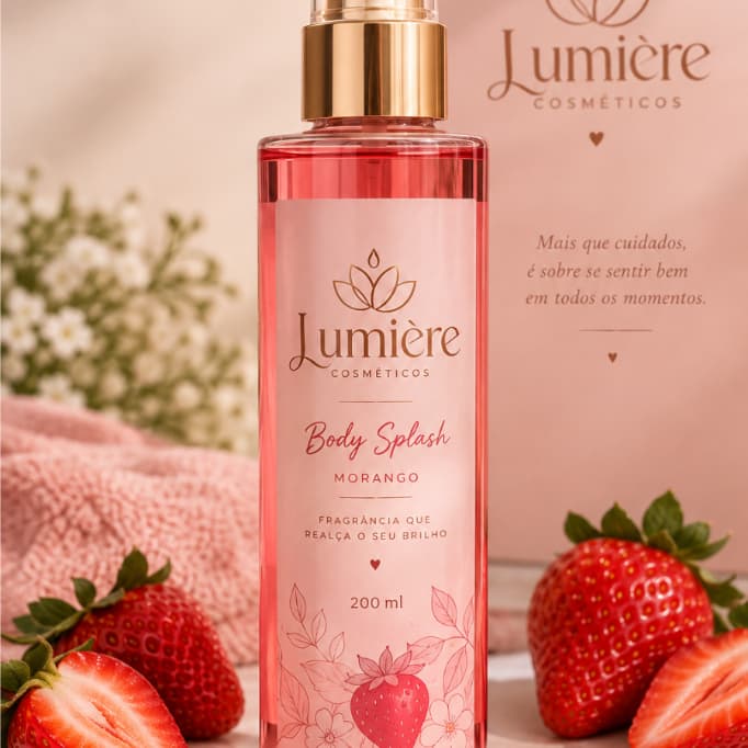 Body Splash Frutas Lumière 200ml | Fragrância Feminina Perfumada | Aroma frutado  - Morango, Maracujá, Uva e Pêssego