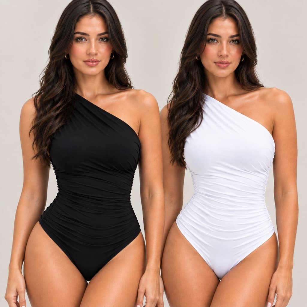 Kit 2 Body Feminino Mula Manca Body Feminino Drapeado Um Ombro Só Feminino Suplex Premium