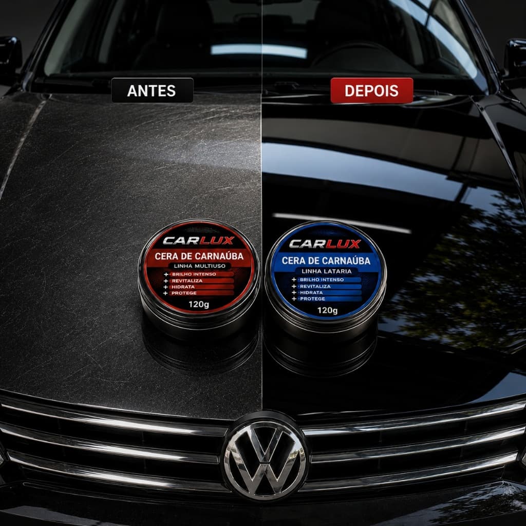 Kit 2 Ceras Carnaúba Automotiva Lataria + Plásticos Brilho Intenso Proteção UV Repelência à Água Revitalizador Plásticos