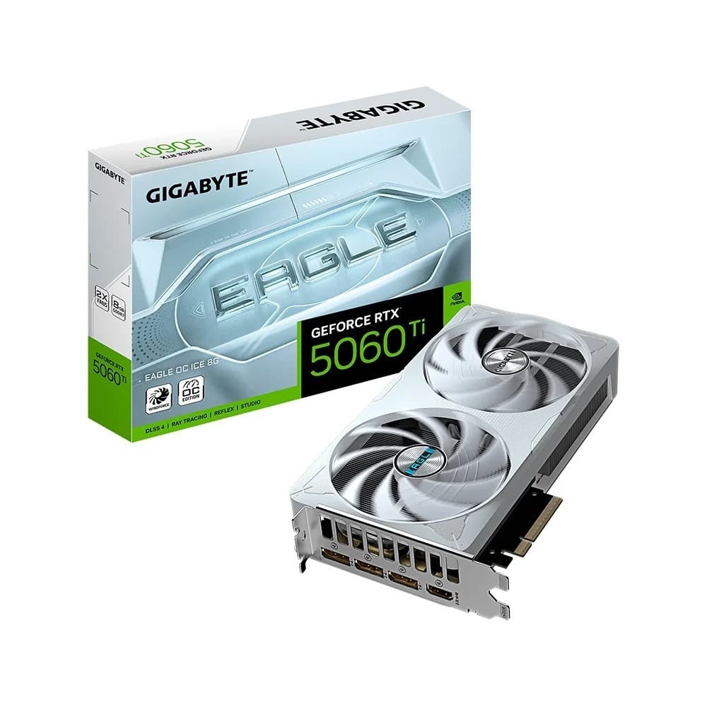 Placa de Vídeo RTX 5060 Ti EAGLEOC ICE 8G Gigabyte NVIDIA GeForce, 8GB GDDR7, 128bits, DLSS, Ray Tracing - GV-N506TEAGLE