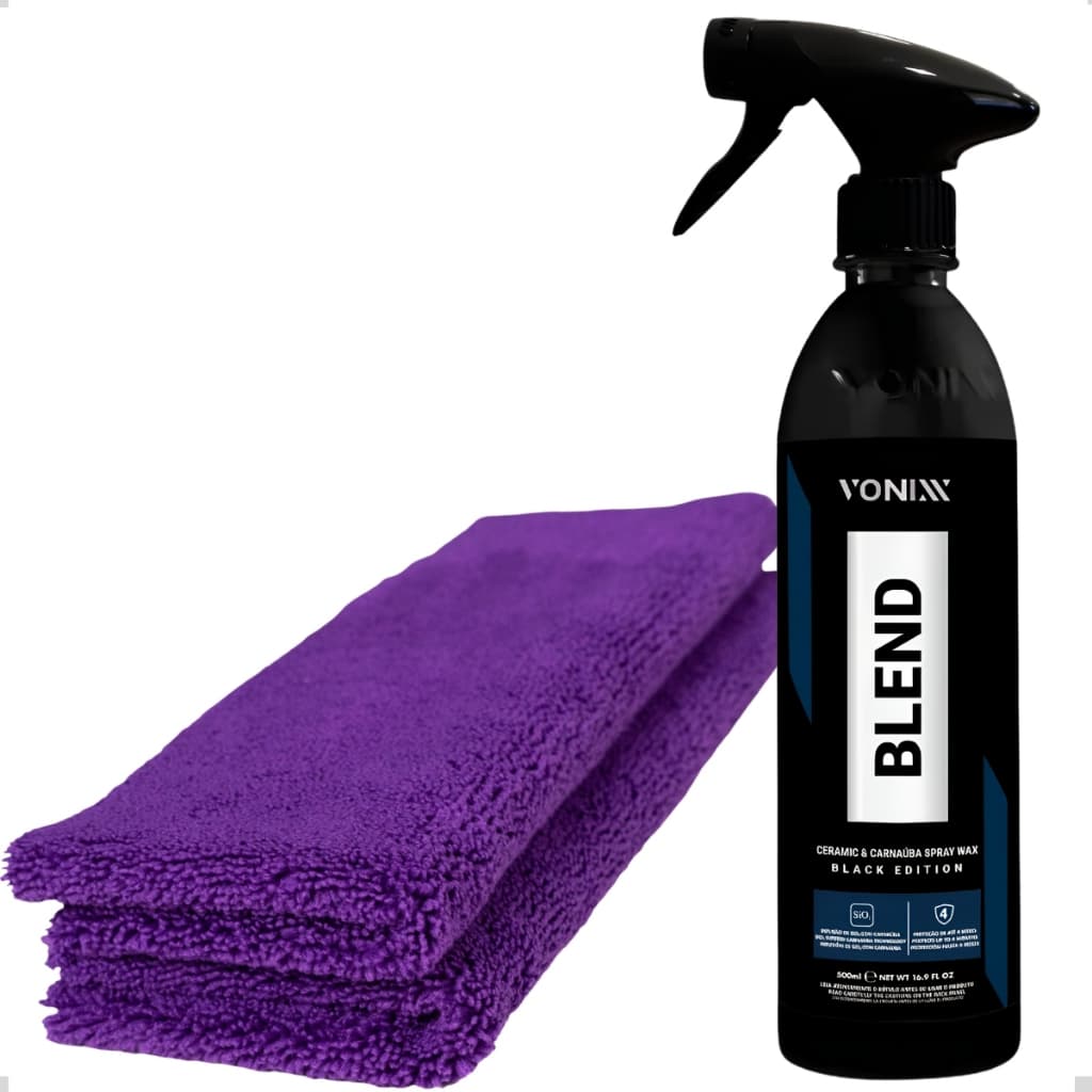 Cera Automotiva Vitrificadora Blend Black Vonixx Pano Kers Microfibra Para Brilho Proteção e Acabamento Automotivo