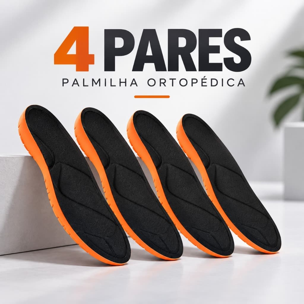 Kit 4 Pares Palmilha Ortopédica Gel Anatômica Confortável Anti Impacto Absorção de Choque Para Dor nos Pés Calcanhar