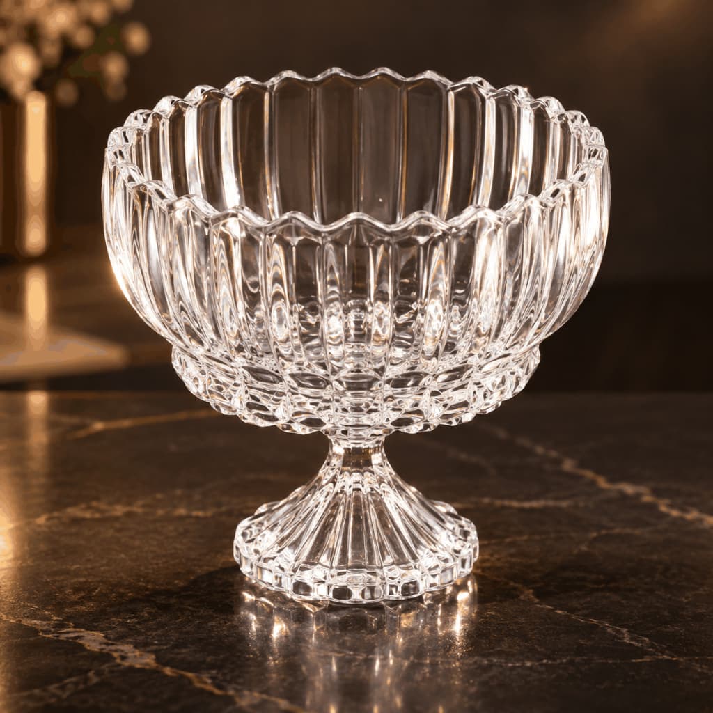 Centro De Mesa Cristal Com Pé Geneva Wolff 24cm X 20cm Incolor