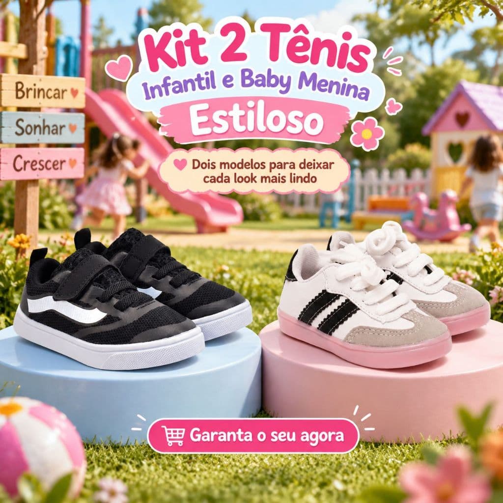 Kit 2 Tenis Infantil De Menina | 2 Modelos Para Brincar e Correr Do 20 ao 35 | GARANTA JÁ!