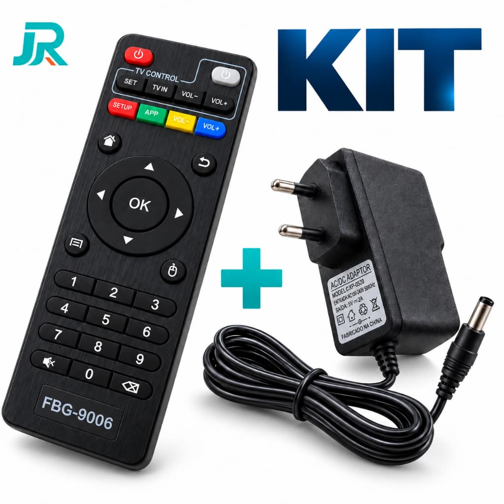 Controle remoto universal para Smart Box TV e/ou fonte de energia alimentação bivolt 5v 2A AC/DC P4