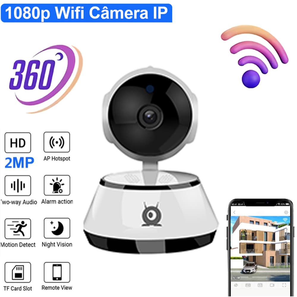 Kit 1, Câmera Segurança WiFI IP - Yoosee/iCsee Áudio Infravermelho Interno e Externo Q6