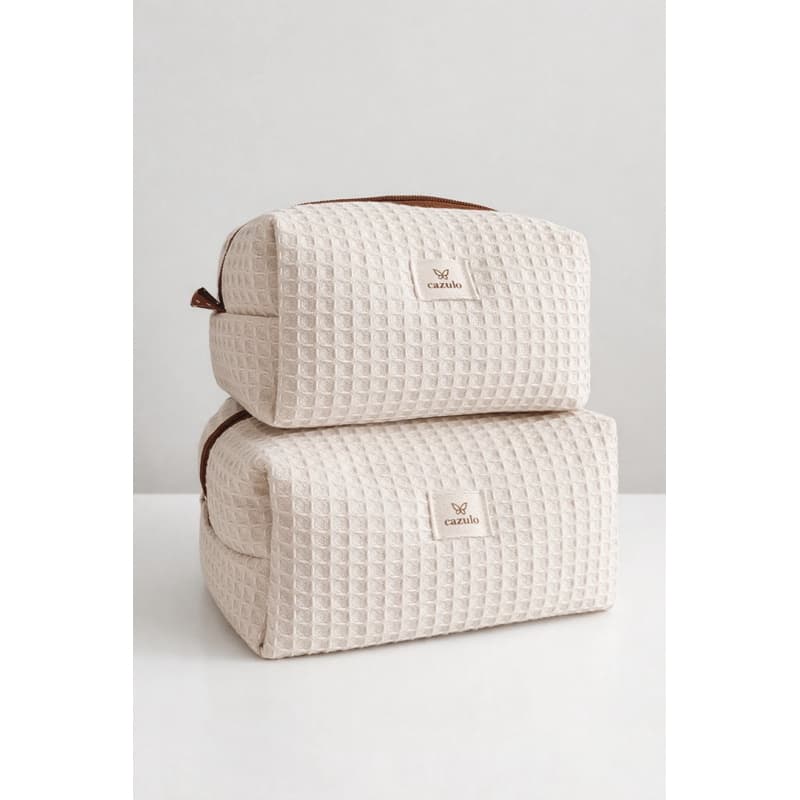 Necessarie Box Retangular Bolsa Organizadora de maquiagem Tecido 100% Algodão Bolsa Viagem Cazulo