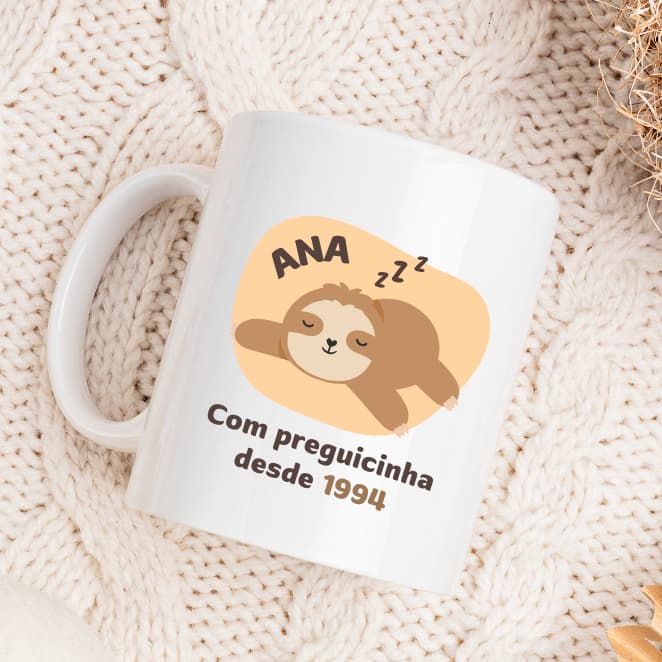 Caneca preguiça personalizada - envie seu nome - 325ml