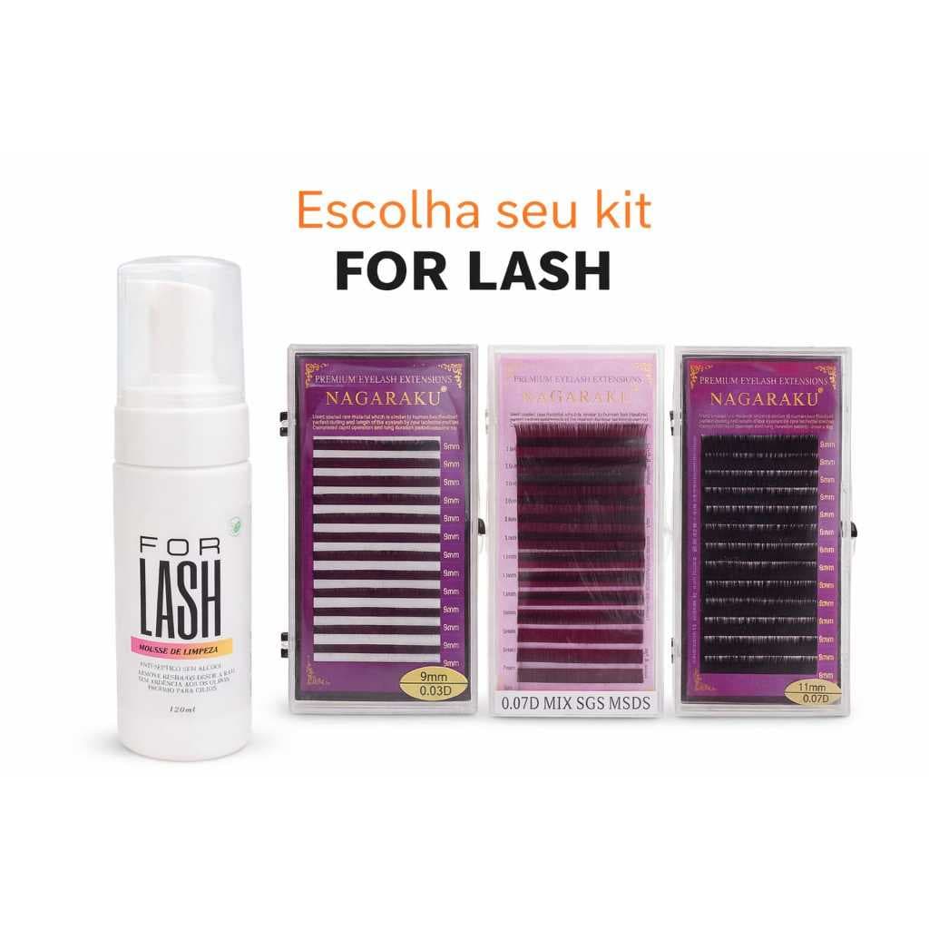 Kit Espuma + caixinha de Cílios NAGARAKU - Mousse de Limpeza Higienizadora Para Extensão de Cílios - FOR LASH