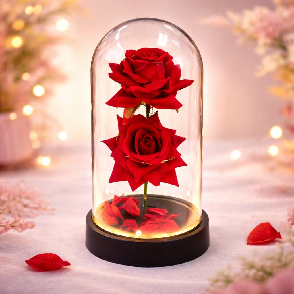 Luminária Led Rosa Decorativa Abajur Moderno Ambiente - Bela e a Fera