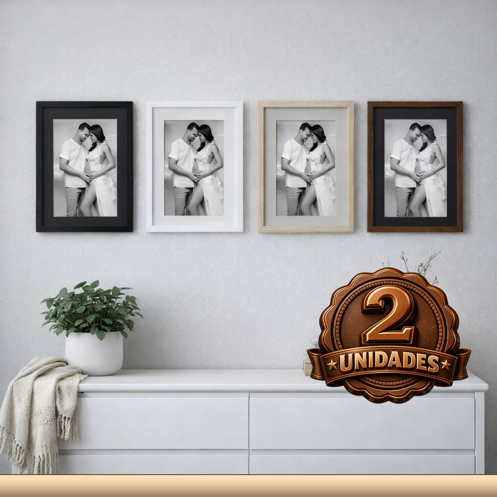 Kit 2 Quadros Decorativo Moldura Fotográfica 10x15 cm Com Paspatur Moldura Decoração Elegante