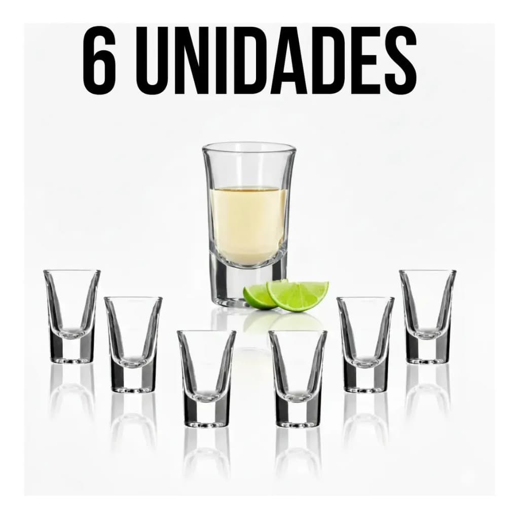 6, 12 ou 24 Copo Shot Ideal Caipirinha Drinks Tequila  Pinga Licor Copo de Dose Cachaça