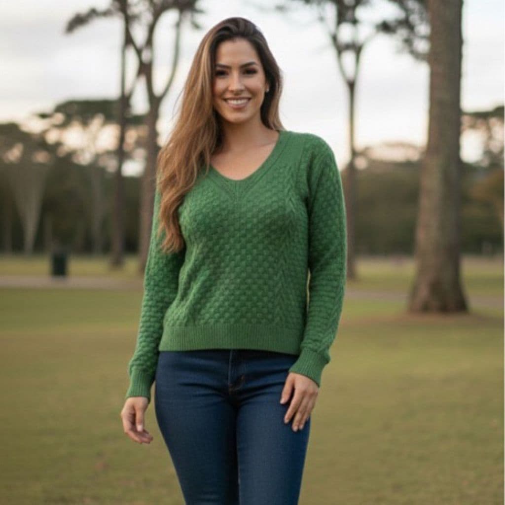 Suéter Feminino em Tricô Modal Texturizado – Macio, Confortável e Elegante | Outono/Inverno