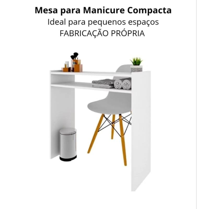 Mesa Para Manicure Em MDF Branco – Bancada Compacta Para Nail Designer – Fabricação Própria
