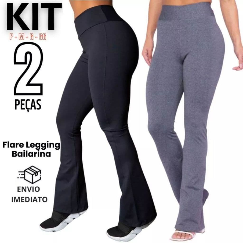 Kit 2 Legging Bailarina Flar Cintura Alta Topssima Promoçao Do P ao GG