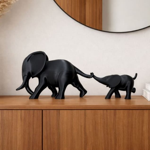 Elefante Decorativo Família Enfeite de Mesa, Presente Criativo e Moderno Elegância para Casa Decoraç